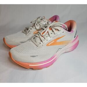 BROOKS Womens Sz 10 Adrenaline GTS 23 White Sand Sunset Fuchsia